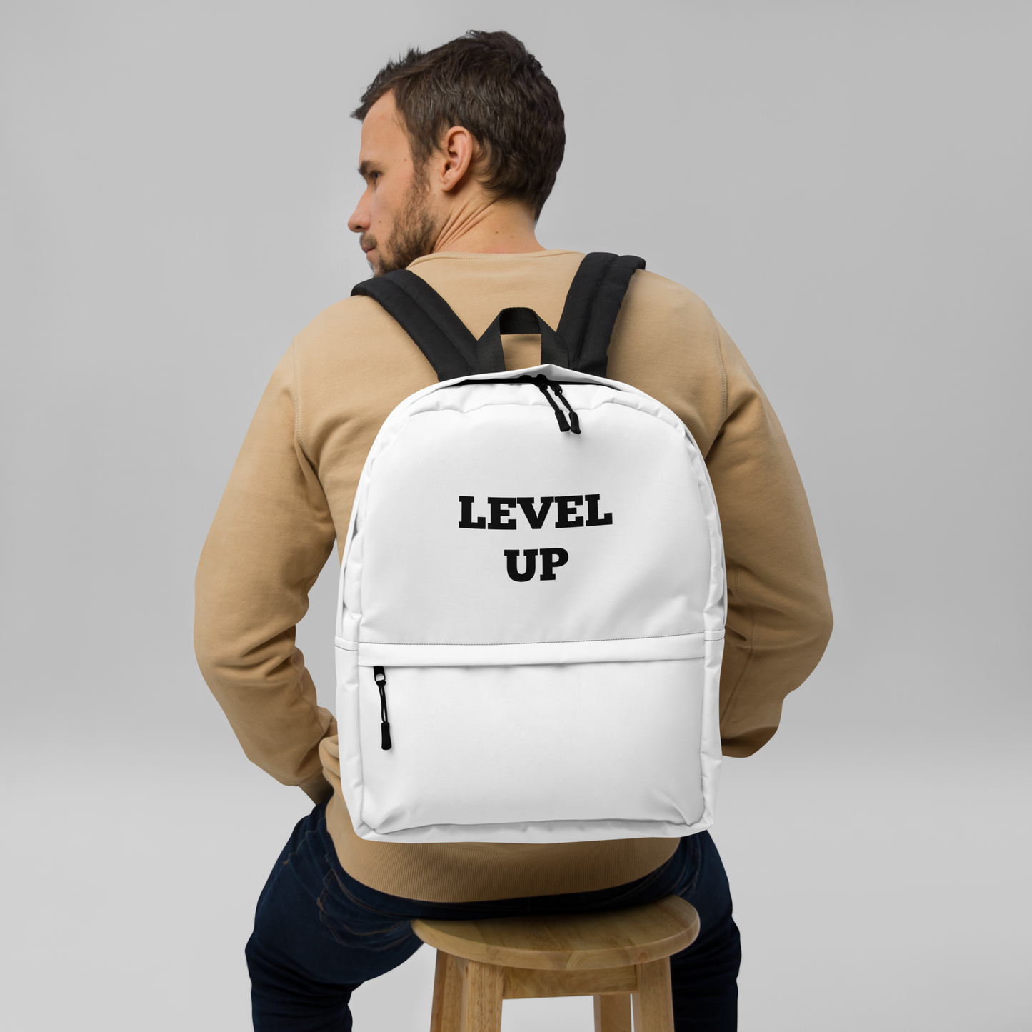 White Level Up Backpacks