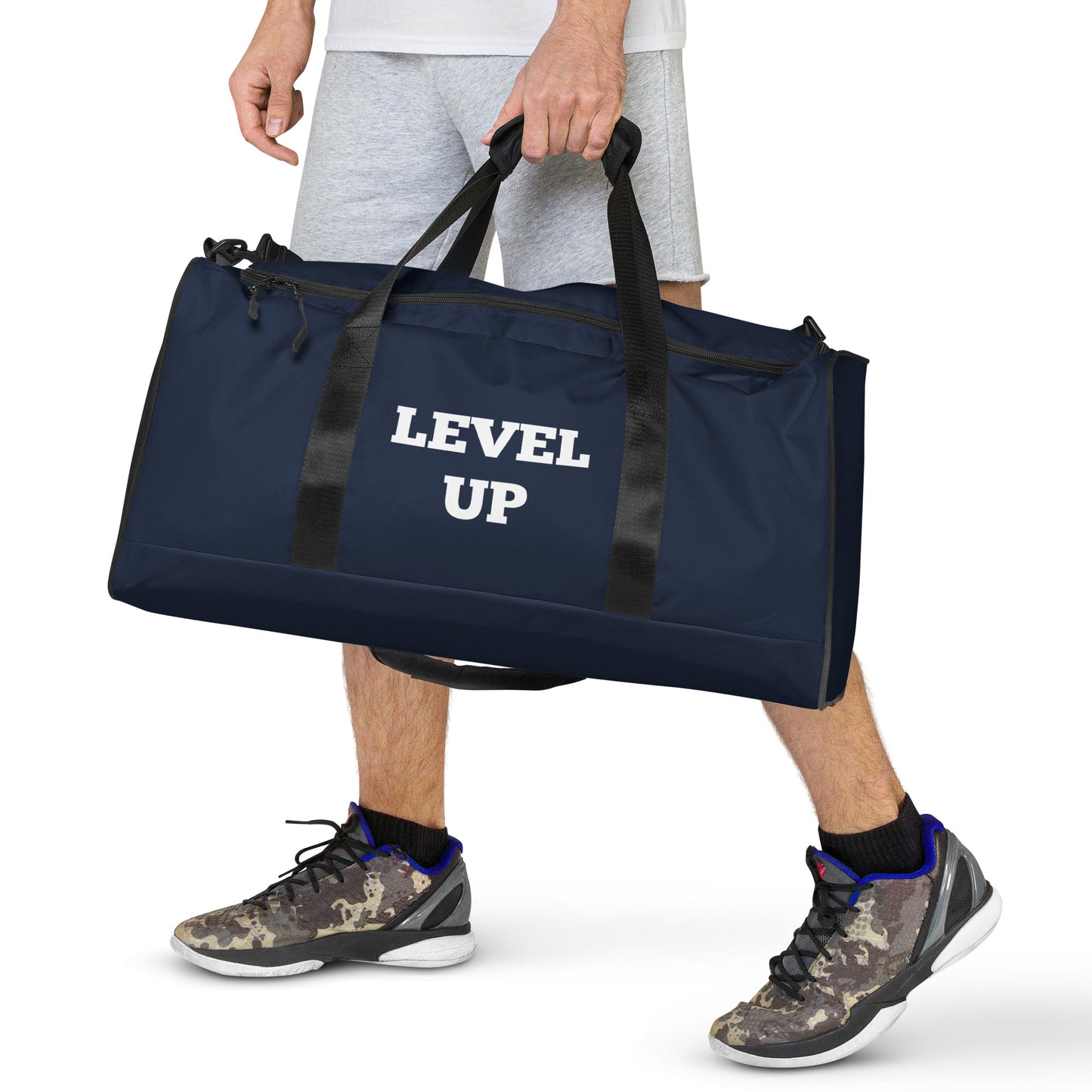 Navy Level Up Duffle Bags