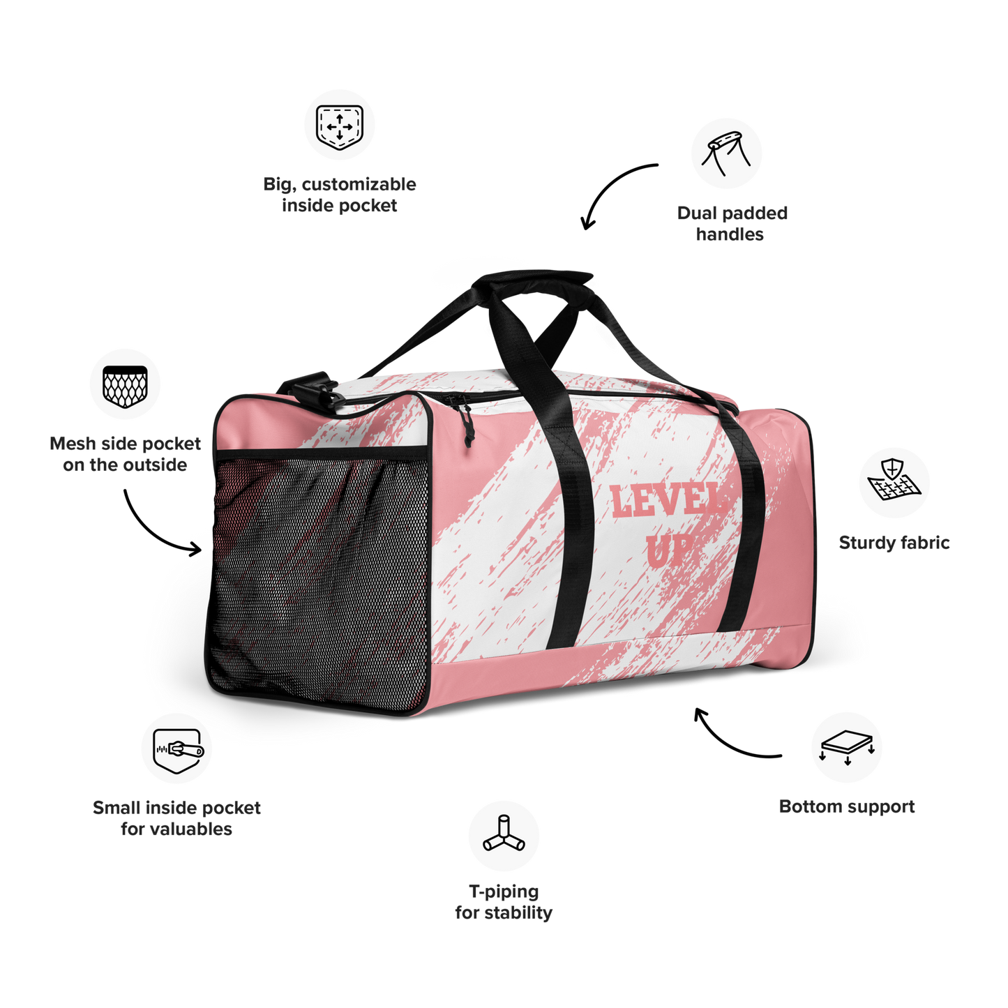 Pink Wave Duffle Bags