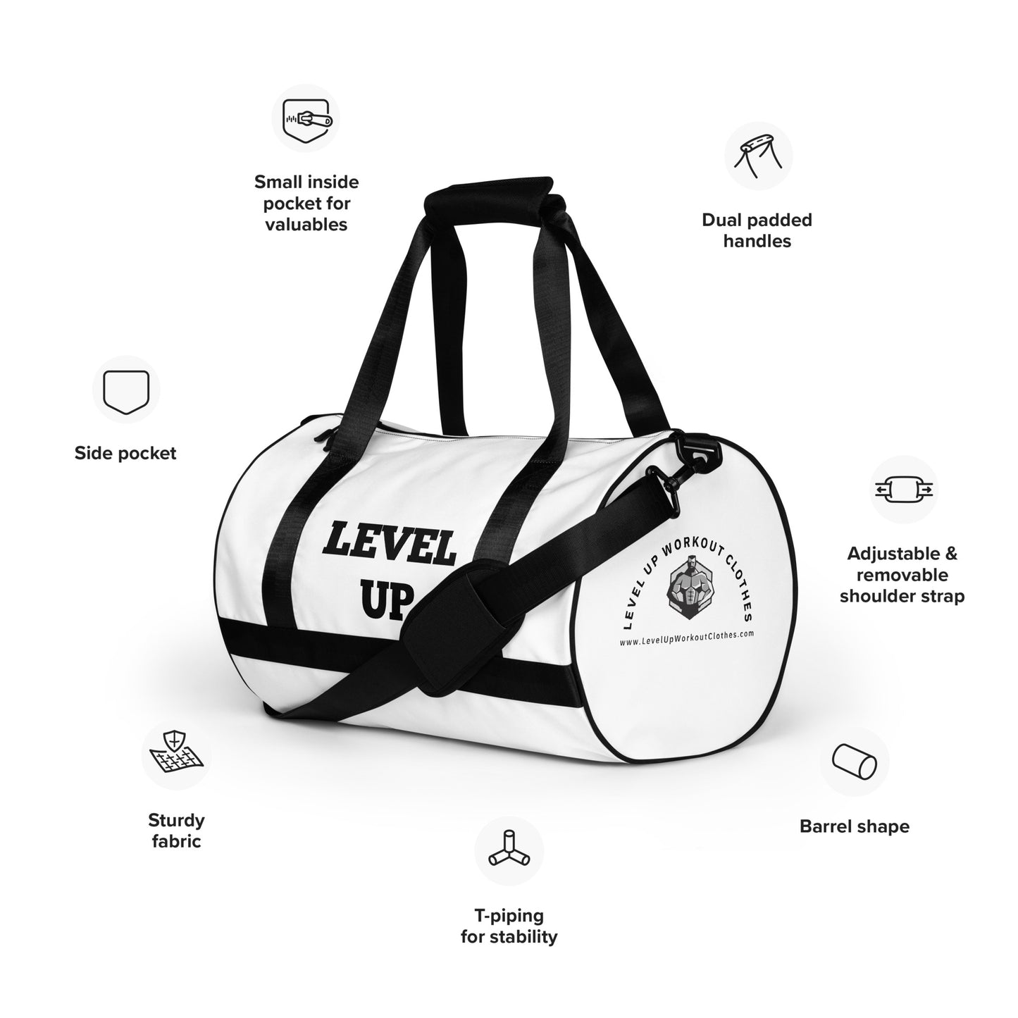 White Level Up Gym Bags