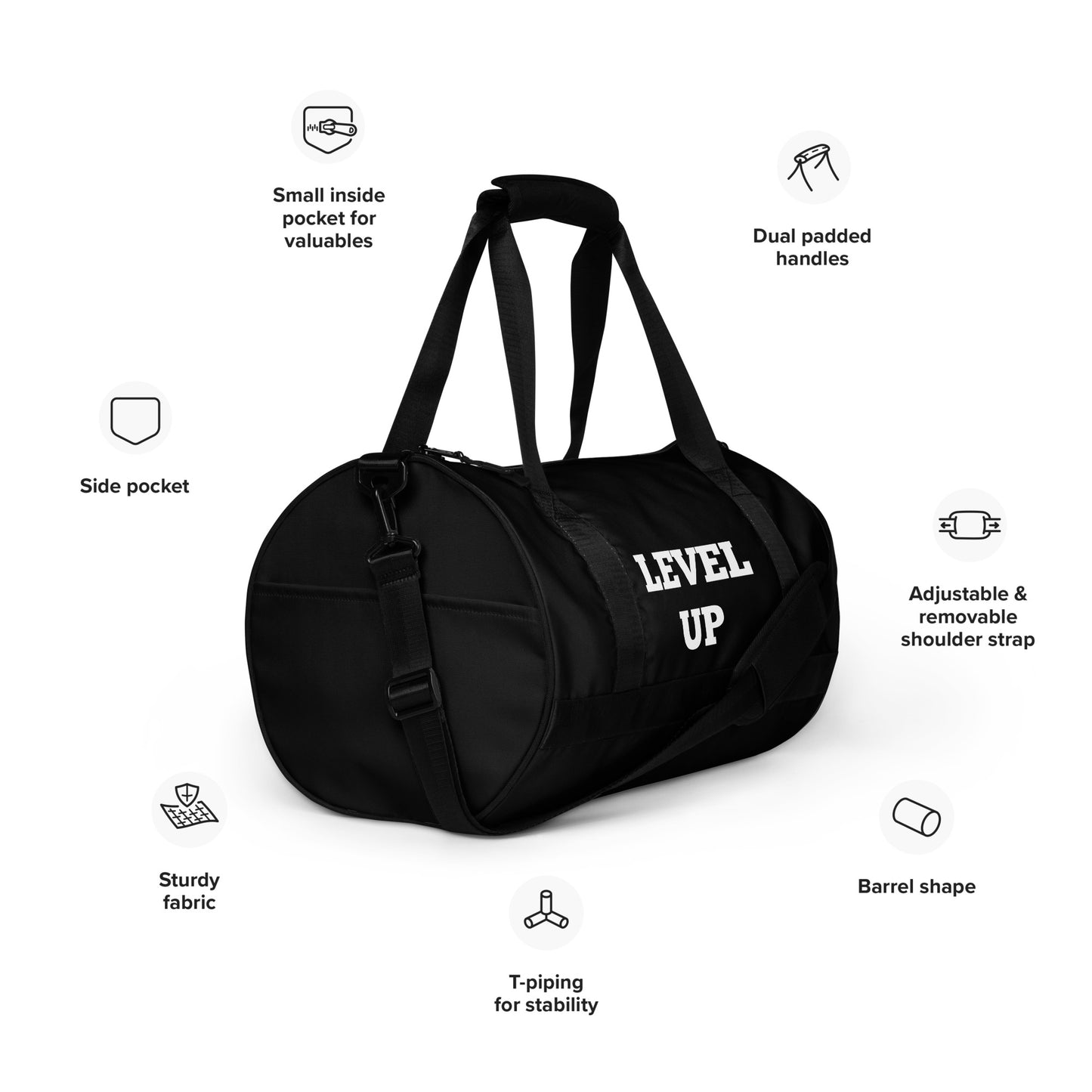 Black Level Up Gym Bags